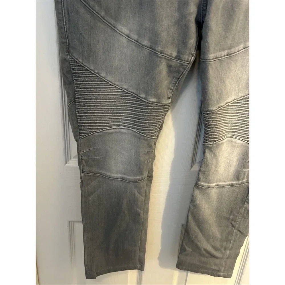True Religion Rocco Moto DCOM Faded Slate Grey‎ Jeans 40